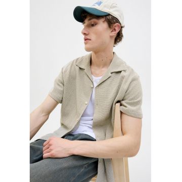 Camasa supradimensionata cu model in dungi - Verde pal