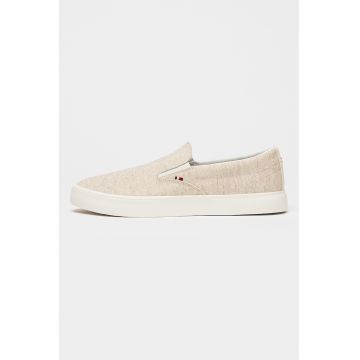 Pantofi slip-on din in - Alb fildes/Bej deschis