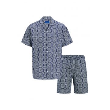 Set de camasa polo si pantaloni scurti cu model - 2 piese
