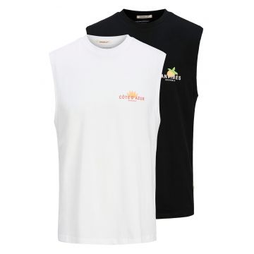 Set de top-uri din bumbac cu decolteu la baza gatului - 2 piese