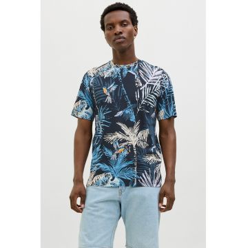 Tricou din bumbac cu decolteu la baza gatului