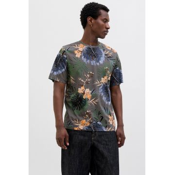 Tricou din bumbac cu decolteu la baza gatului
