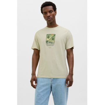 Tricou din bumbac cu detaliu cu imprimeu pe piept