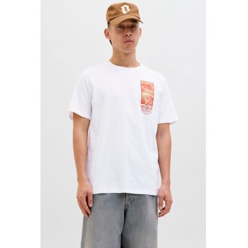 Tricou din bumbac cu detaliu cu imprimeu pe piept