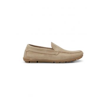 Pantofi loafer din piele intoarsa cu varf patrat