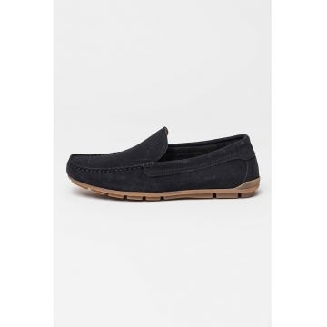 Pantofi loafer din piele intoarsa cu varf patrat