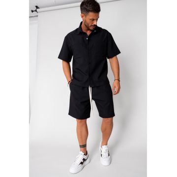 Set camasa cu capse si pantalon scurt Black 16211