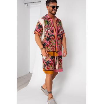 Set camasa si pantalon scurt impimeu multicolor 16240