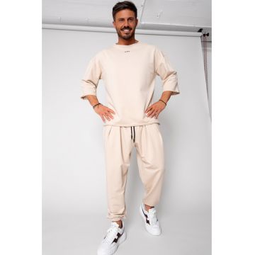 Set Flex Tricou Oversized si pantalon Baggy Light Beige 15608