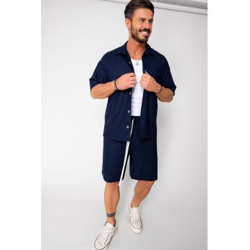 Set Island Mood camasa si pantalon scurt Navy 16264