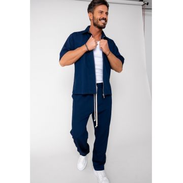 Set Jacheta maneca scurta cu fermoar si pantalon lung Navy 16192