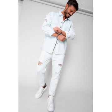 Set Jacheta si blugi din denim Ripped Light Blue 16012