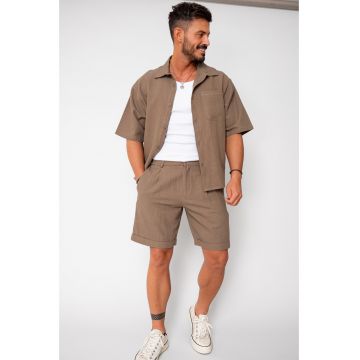 Set Sole camasa si pantalon scurt Brown 16549