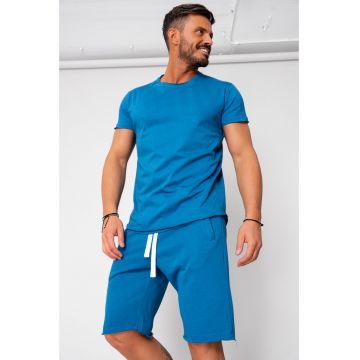 Set Tricou Barbati Asymetric si Pantalon scurt Peacock Blue 15789