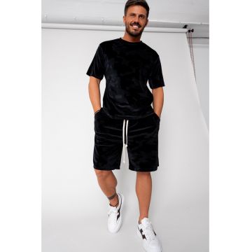 Set Velvet tricou si pantalon scurt Black 15926