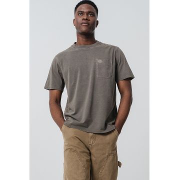 Tricou de bumbac cu decolteu la baza gatului