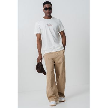 Tricou de bumbac cu decolteu la baza gatului