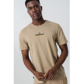 Tricou de bumbac cu decolteu la baza gatului