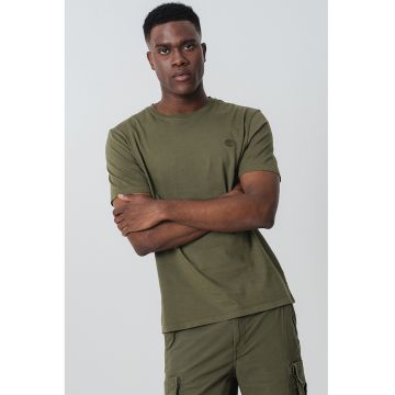 Tricou regular fit cu decolteu la baza gatului