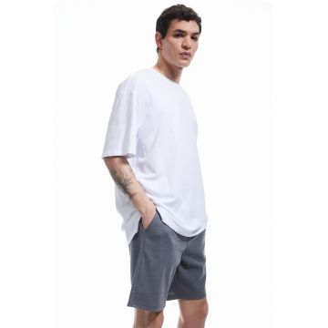Pantaloni din amestec de bumbac cu snur