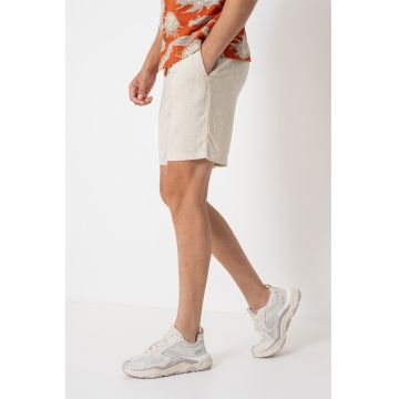 Pantaloni scurti din amestec de in cu snur de ajustare