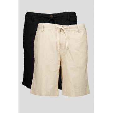 Set de pantaloni din amestec de in cu snur de ajustare in talie - 2 piese