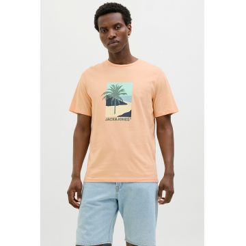 Tricou cu decolteu la baza gatului si imprimeu