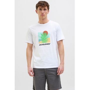 Tricou cu decolteu la baza gatului si imprimeu