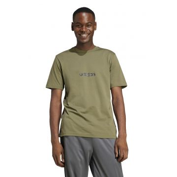 Tricou cu decolteu la baza gatului si imprimeu logo