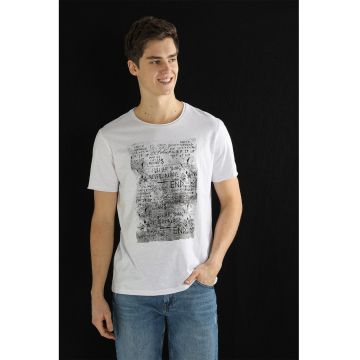 Tricou cu imprimeu si decolteu rotund