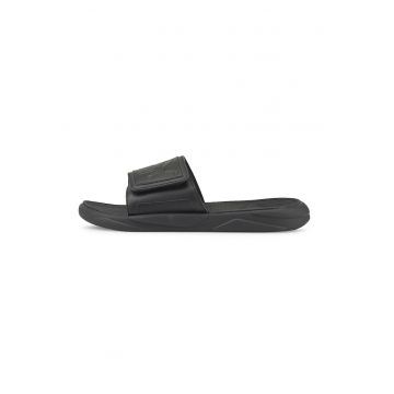 Papuci de piele ecologica cu logo si velcro Roylcat