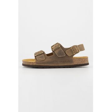 Sandale slingback de piele cu catarama