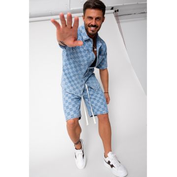 Set camasa si pantalon scurt din denim Blue 16215