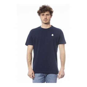 Tricou de bumbac cu decolteu la baza gatului