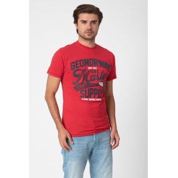 Tricou de bumbac cu imprimeu logo Jelitor - Rosu/Bleumarin