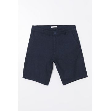 Bermude chino din amestec de bumbac si in cu model uni