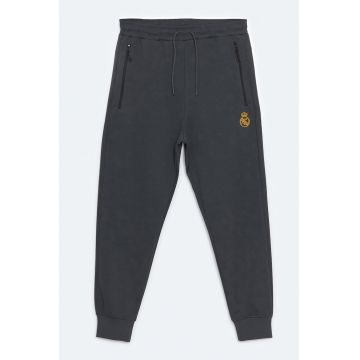 Pantaloni de trening din amestec de bumbac cu buzunare cu fermoar