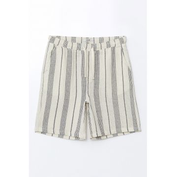 Pantaloni scurti cu dungi - snur si buzunare oblice