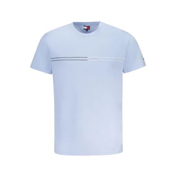 Tricou barbati - cu imprimeu si mini logo pe maneca - Slim Fit
