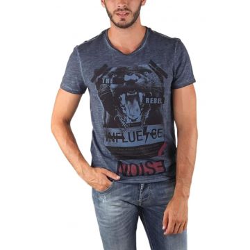 Tricou  bumbac - bleumarin - imprimeu - stil casual - pentru barbati -