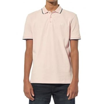Tricou polo barbati  roz - bumbac organic - stil relaxat - fara model -