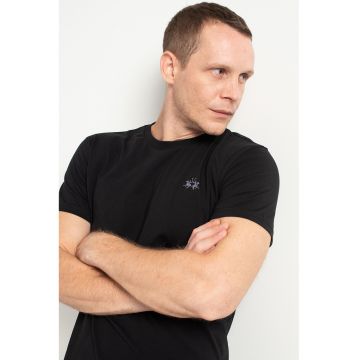 Tricou regular fit de bumbac cu logo brodat pe piept