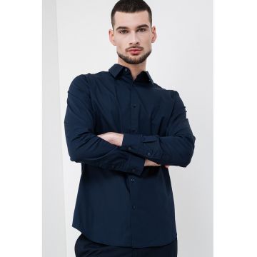 Camasa slim-fit cu model uni - Bleumarin