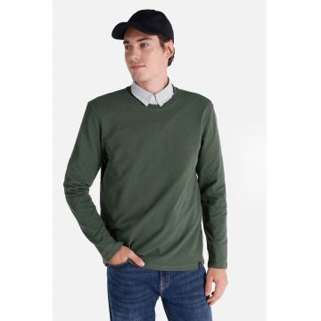 Bluza regular fit cu decolteu la baza gatului