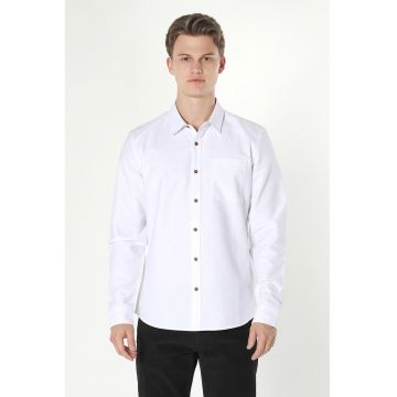 Camasa slim fit cu buzunar pe piept