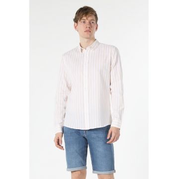 Camasa slim fit in dungi - Alb/Galben