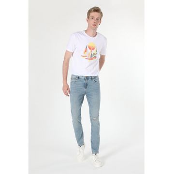 Pantaloni De Barbati Albastru deschis Straight Fit 044 KARL