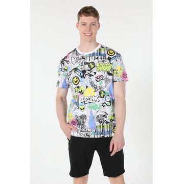 Tricou Cu Maneca Scurta De Barbati Multicolor Comfort Fit.