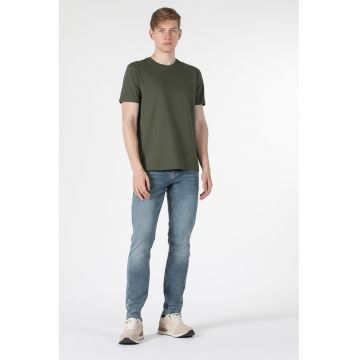 Tricou de bumbac cu decolteu la baza gatului