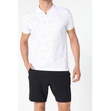 Tricou polo de bumbac cu imprimeu geometric
